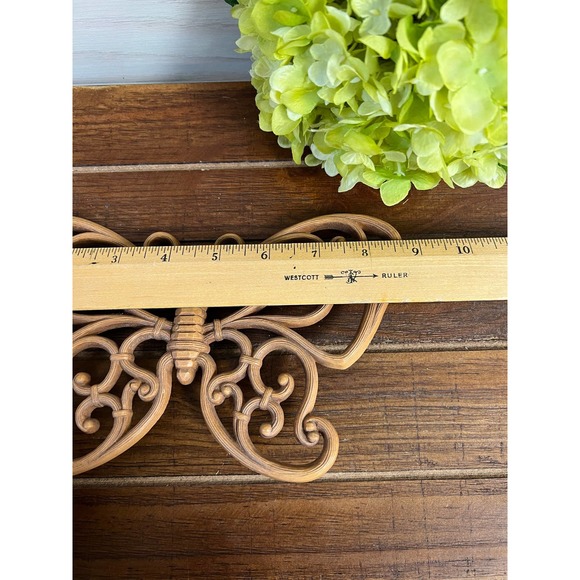 Vintage Boho Homco “Wicker” Composite Butterfly Wall Hanging Pair - Picture 4 of 5